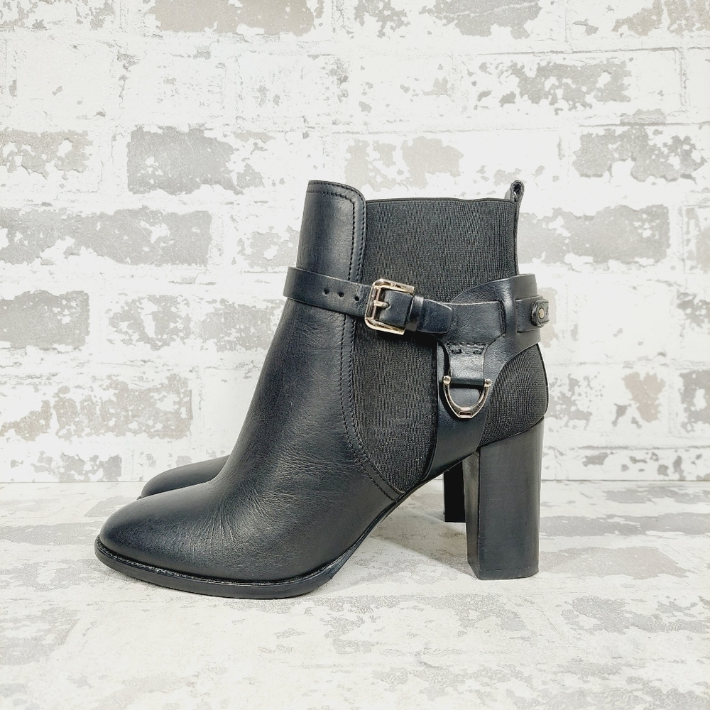Ralph Lauren Collection Black Meadow Ankle Boots Booties V707
